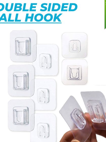 FIZ Pack of 4 Double Sided Adhesive Wall Hooks ,Double Wall Hooks for Bathroom and Kitchen