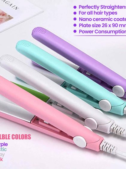FIZ Mini Straightener for Girls, Portable Mini Electronic Hair Straightener.