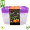 FIZ Pack of 3 Plastic Food Storage Containers, Premium Quality Food Container Box - Purple