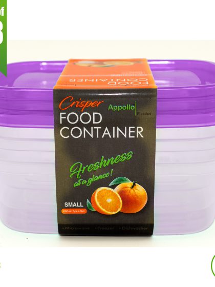 FIZ Pack of 3 Plastic Food Storage Containers, Premium Quality Food Container Box - Purple