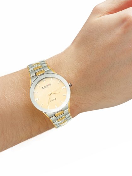 FIZ Stainless Steel Water Resistant Wrist Watch for Men in Sliver and Gold Color.