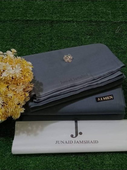 J. men's Unstitched Cotton Suit for men - Dark Gray