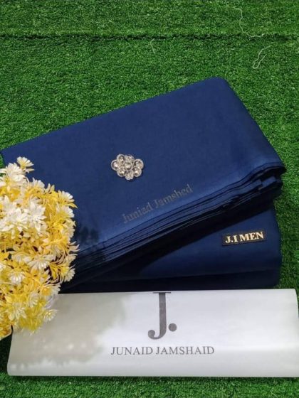 J. men's Unstitched Cotton Suit for men - Dark Blue