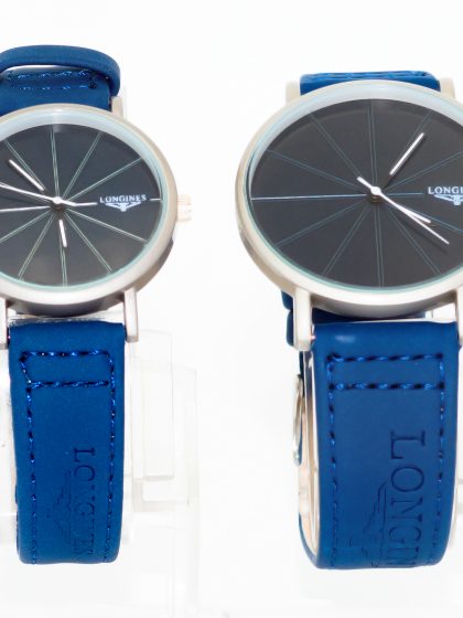 FIZ Stainless Steel Longines Dial, Water Resist with a Classic Blue Color Leather Strapped for loved Couple Watch for Men and Watch for Women.