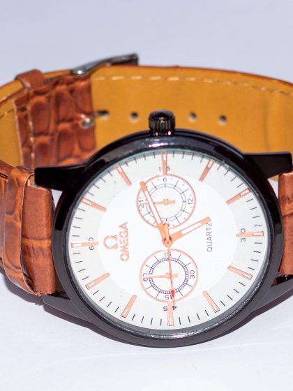 FIZ Stainless Steel Dial with a Classic Brown Color Leather Strapped Watch.