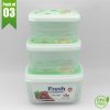 FIZ Bowl Set 3 In 1 Fresh Airtight Plastic Food Storage Container