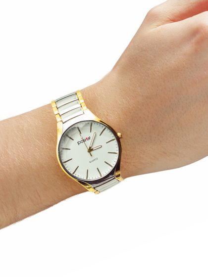 FIZ Stainless Steel Water Resistant Wrist Watch for Men in Silver and Gold Color.