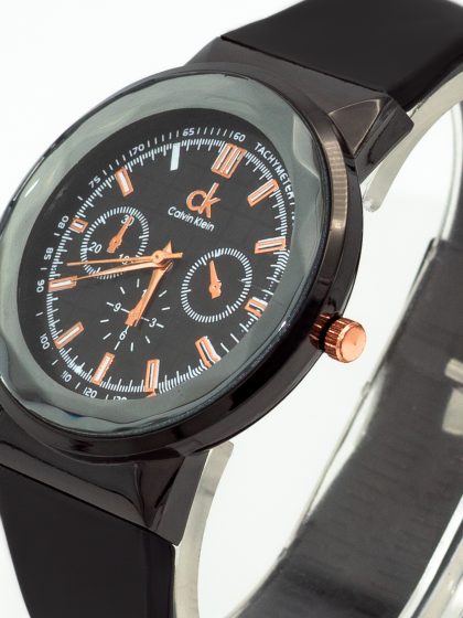 FIZ Stainless Steel Stylish Dial, Water Resistant with a Stylish Black Color Rubber Strap, Wrist Watch for Men.