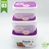 FIZ Pack of 3 Plastic Food Storage Containers, Premium Quality Food Container Box
