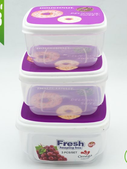 FIZ Pack of 3 Plastic Food Storage Containers, Premium Quality Food Container Box